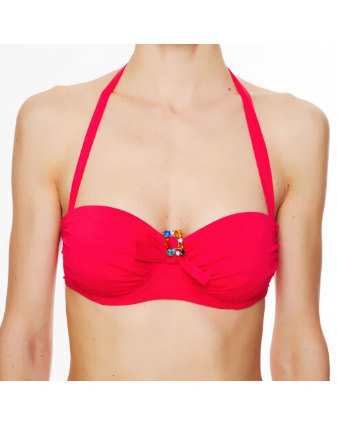 Top da bagno morbido a fascia magenta La Strass Mania