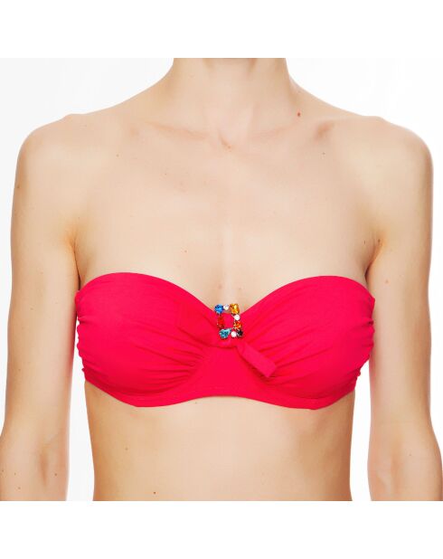Haut de maillot de bain souple bandeau La Strass Mania magenta