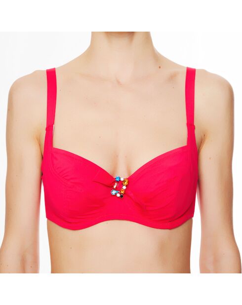 Haut de maillot de bain souple La Strass Mania magenta