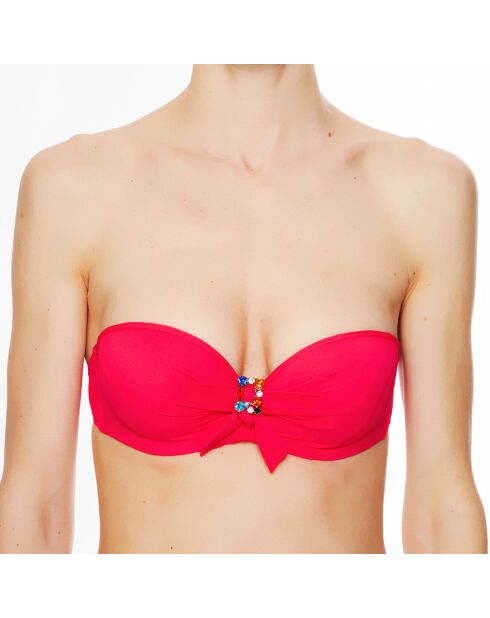 Haut de maillot de bain à coque bandeau La Strass Mania magenta