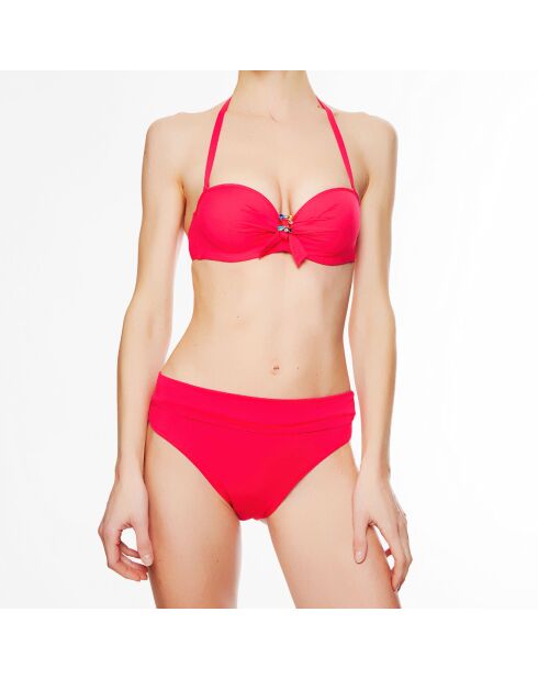 Haut de maillot de bain à coque bandeau La Strass Mania magenta