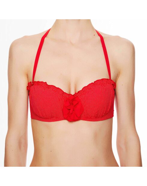 Haut de maillot de bain à coque bandeau La Beach Glam rouge