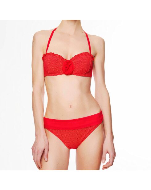 Haut de maillot de bain à coque bandeau La Beach Glam rouge