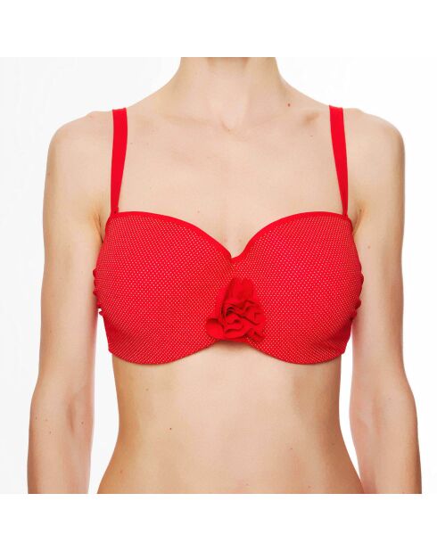 Haut de maillot de bain à coque bandeau La Beach Glam rouge