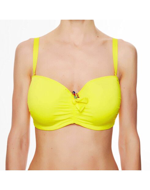 Haut de maillot de bain à coque bandeau La Strass Mania jaune