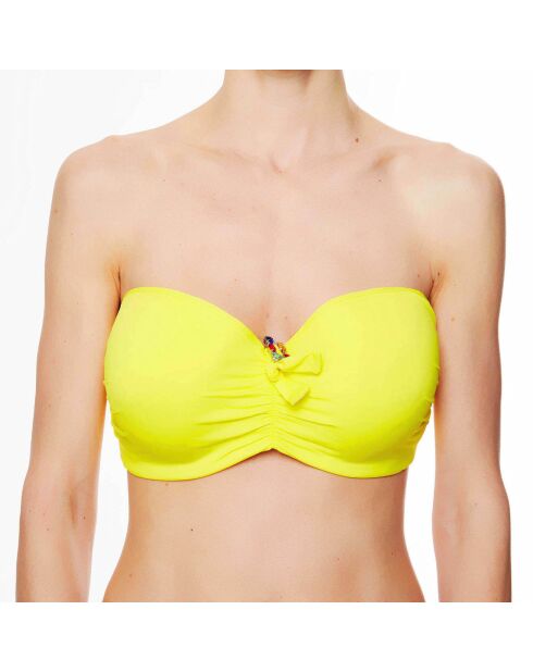 Haut de maillot de bain à coque bandeau La Strass Mania jaune