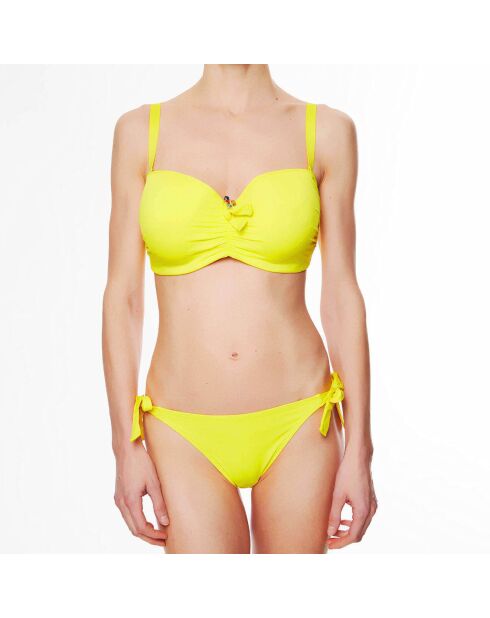 Haut de maillot de bain à coque bandeau La Strass Mania jaune
