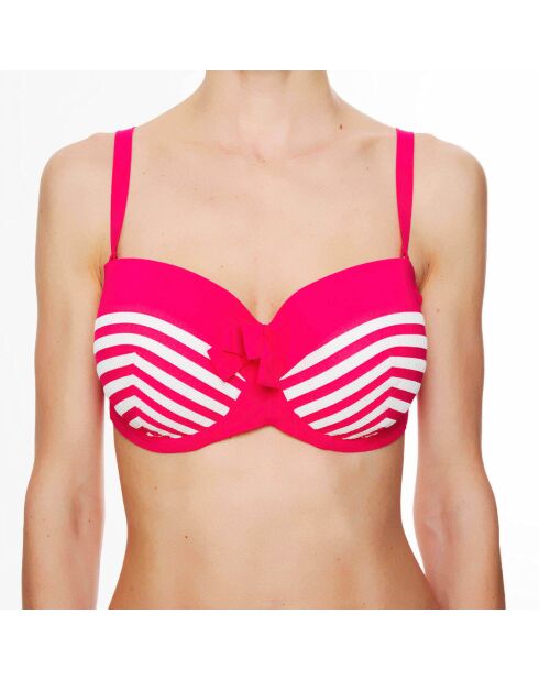 Haut de maillot de bain à coque bandeau La Jolie Baigneuse rose
