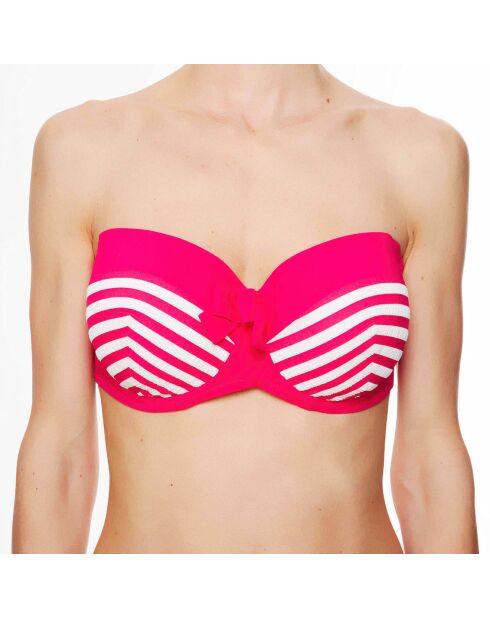 La Jolie Baigneuse rosafarbenes Badeanzugoberteil mit Stirnband