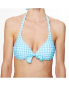 Haut de maillot de bain triangle à coque La Vamp Vichy bleu ciel