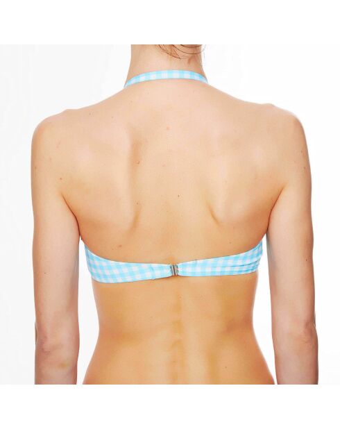 Haut de maillot de bain à coque bandeau La Vamp Vichy bleu ciel