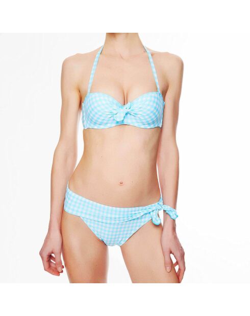 Haut de maillot de bain à coque bandeau La Vamp Vichy bleu ciel