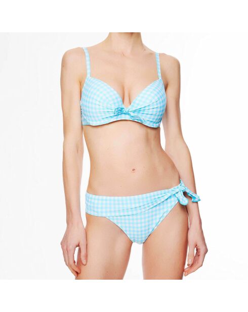Haut de maillot de bain à coque La Vamp Vichy bleu ciel
