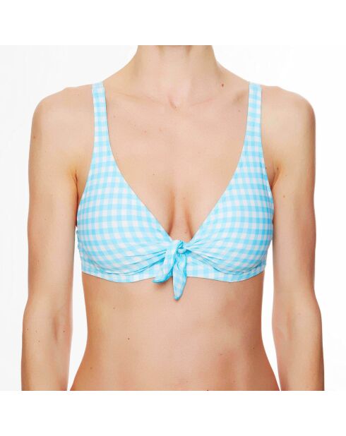 Haut de maillot de bain triangle souple La Vamp Vichy bleu ciel