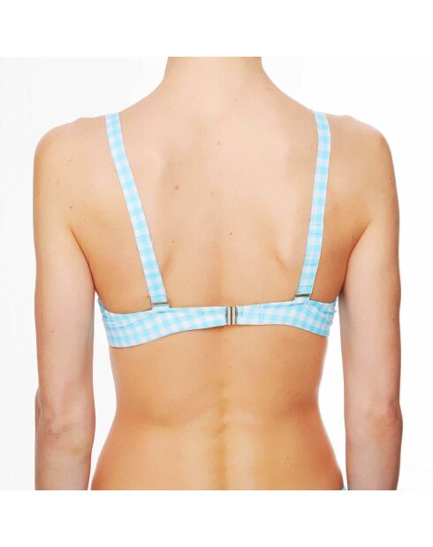 Haut de maillot de bain triangle souple La Vamp Vichy bleu ciel
