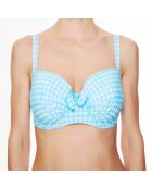 Haut de maillot de bain à coque La Vamp Vichy bleu ciel