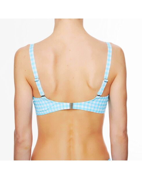Haut de maillot de bain à coque La Vamp Vichy bleu ciel
