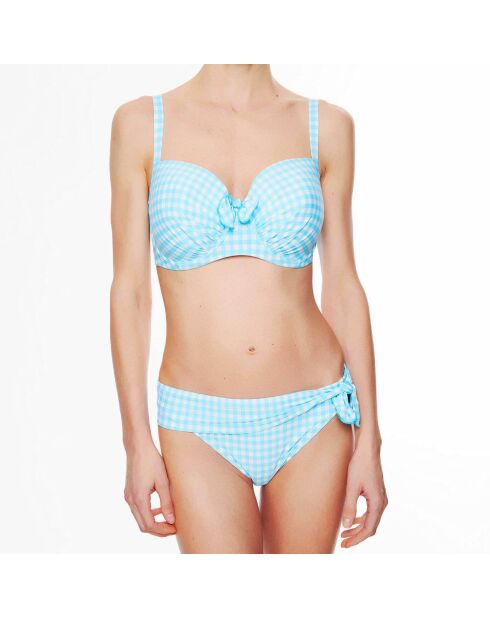 Haut de maillot de bain à coque La Vamp Vichy bleu ciel
