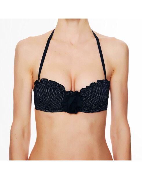 La Beach Glam zwarte bikinitop met bandeau-shell