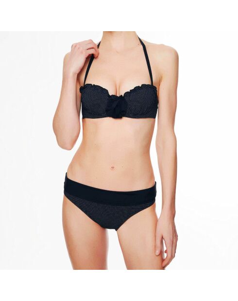La Beach Glam zwarte bikinitop met bandeau-shell