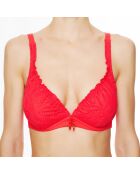Haut de maillot de bain triangle souple La Beach Guipure corail