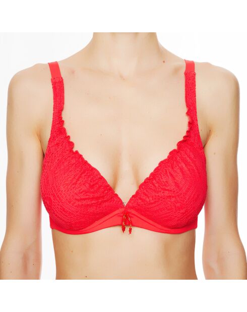 Haut de maillot de bain triangle souple La Beach Guipure corail
