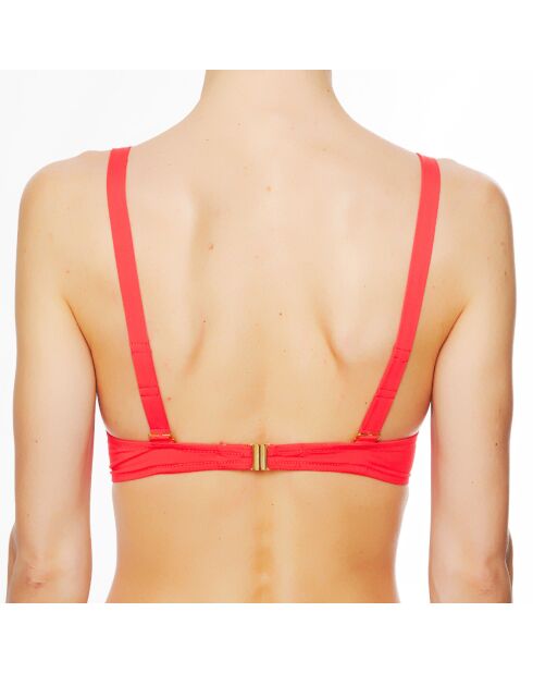 La Beach Guipure koraalkleurige driehoekige bikinitop