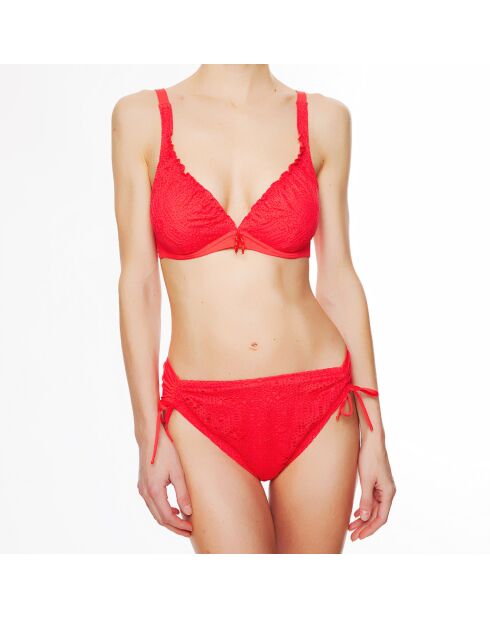 La Beach Guipure koraalkleurige driehoekige bikinitop