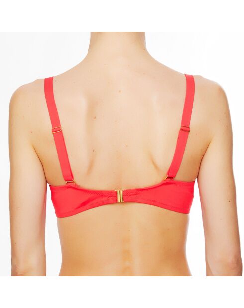 Top da bagno morbido La Beach Guipure color corallo