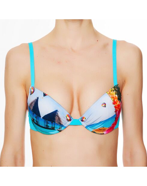 Türkisfarbenes La Tahitienne-Badeanzugoberteil mit Muschel