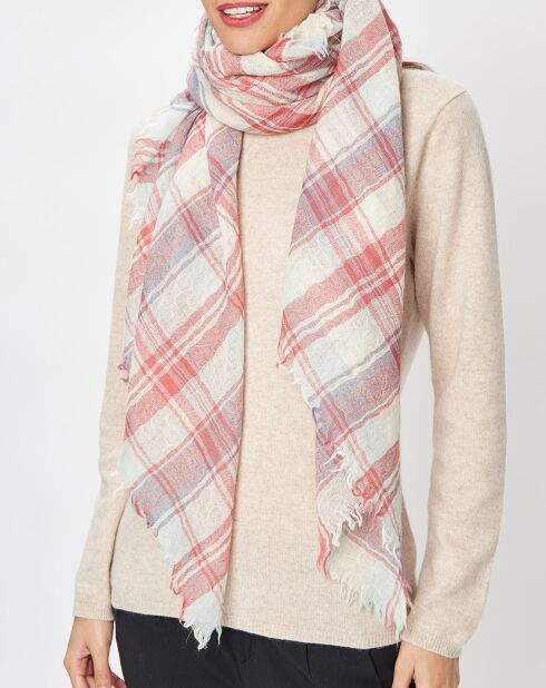 Foulard Floris 100% Laine rose - 130x130 cm