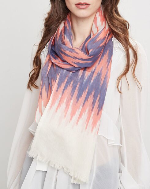 Foulard en Coton & Soie Voyage corail - 55x200 cm