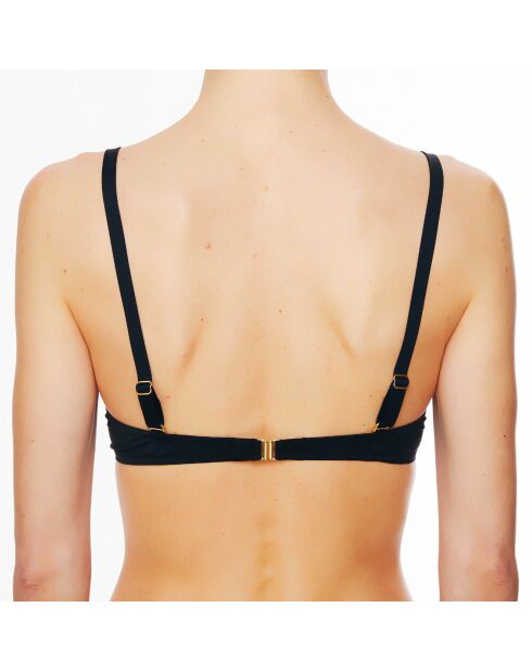 Top da bagno La Beach Guipure in conchiglia nera