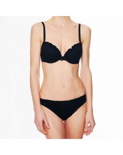 Top da bagno La Beach Guipure in conchiglia nera