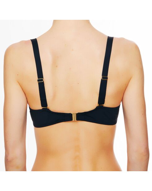 Top da bagno morbido nero La Beach Guipure