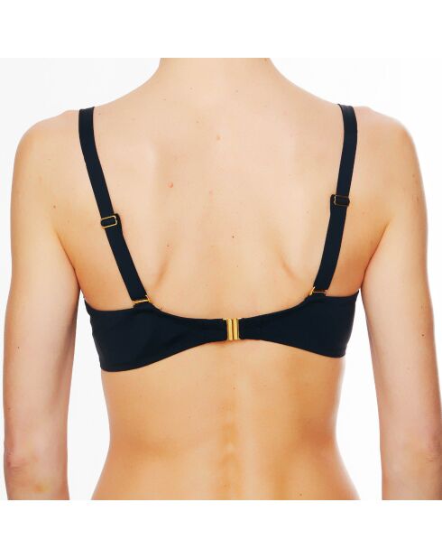 Top da bagno La Beach Guipure in conchiglia nera