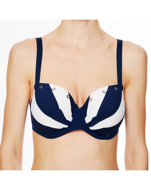 Haut de maillot de bain à coque La Master Class écru/marine