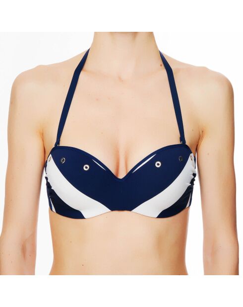 La Master Class Badeanzugoberteil mit Muschelmuster, ecru/marineblau