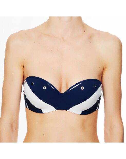 La Master Class Badeanzugoberteil mit Muschelmuster, ecru/marineblau