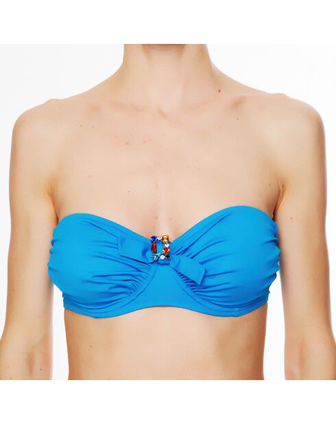 Top da bagno morbido a fascia La Strass Mania ciano