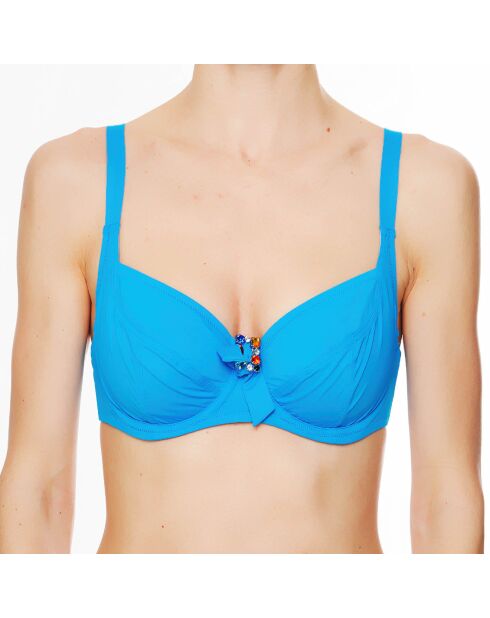 Haut de maillot de bain souple La Strass Mania cyan