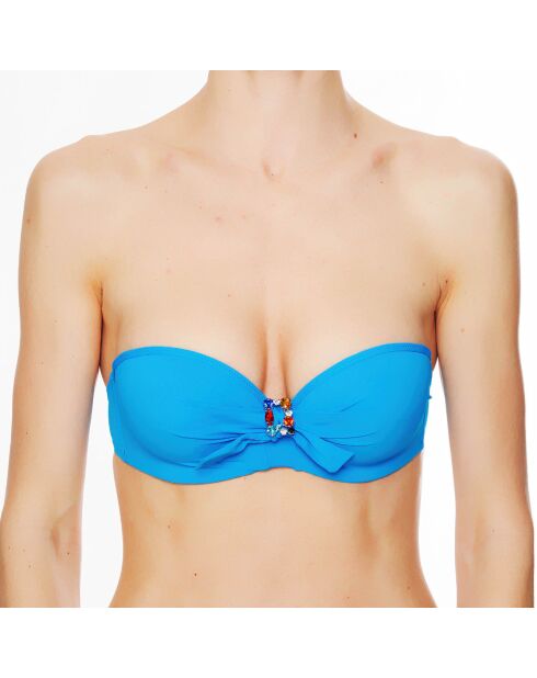 Haut de maillot de bain à coque La Strass Mania cyan