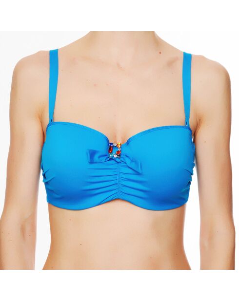 Haut de maillot de bain à coque bandeau La Strass Mania cyan