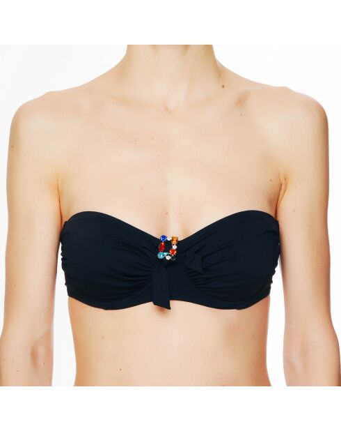 Haut de maillot de bain souple bandeau La Strass Mania noir