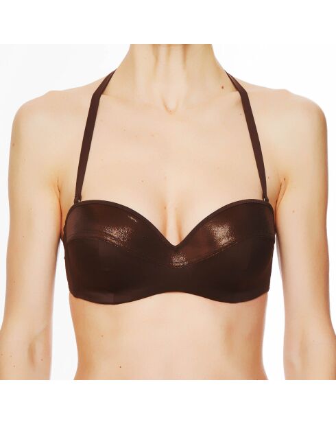 Haut de maillot de bain à coque bandeau La Flash Girl marron