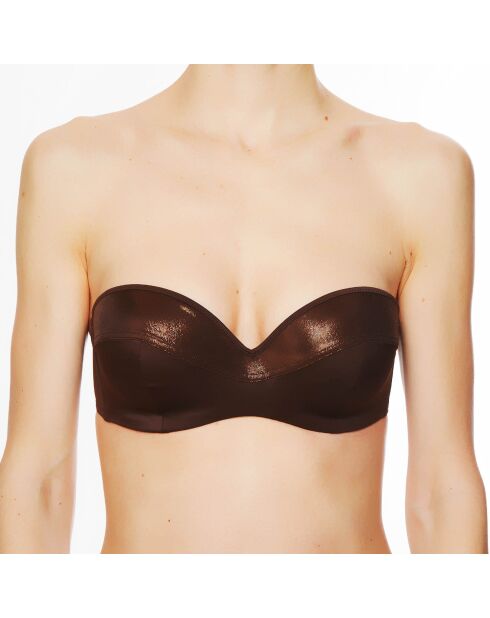 Haut de maillot de bain à coque bandeau La Flash Girl marron