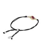 Sillimaniet koordarmband van zilver, messing en rood