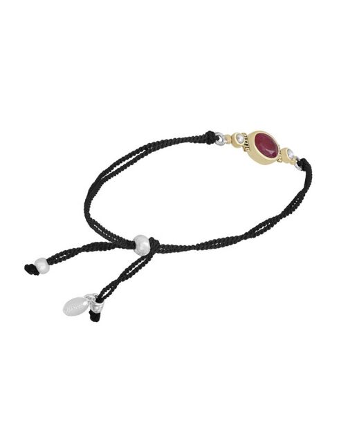 Brazalete de cordón de silimanita roja, plata y latón