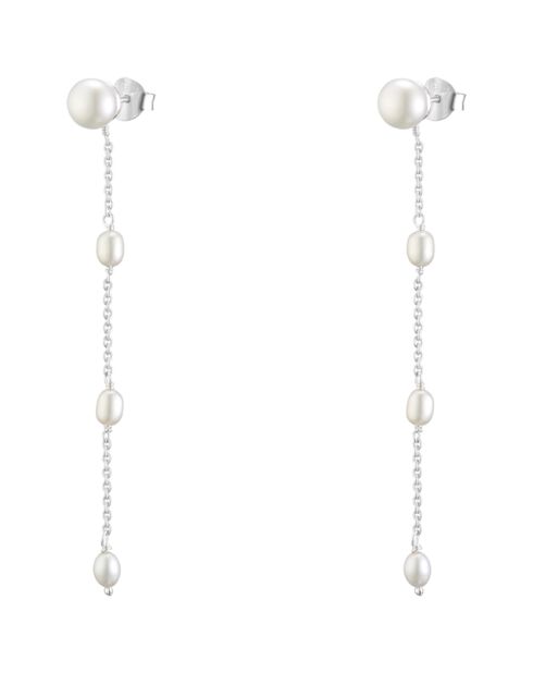 Boucles d'oreilles Pendantes en Argent & Perle