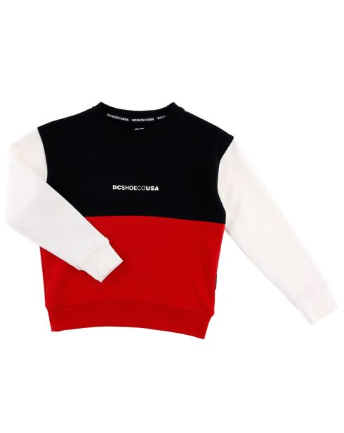 Sweat col rond en Coton tricolore noir/rouge/blanc